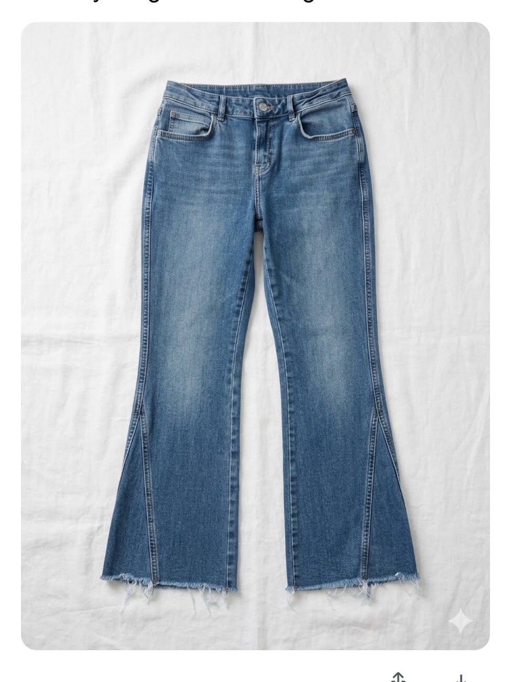 Free People Women’s Blue Frayed Hem Flare Jeans - size 27